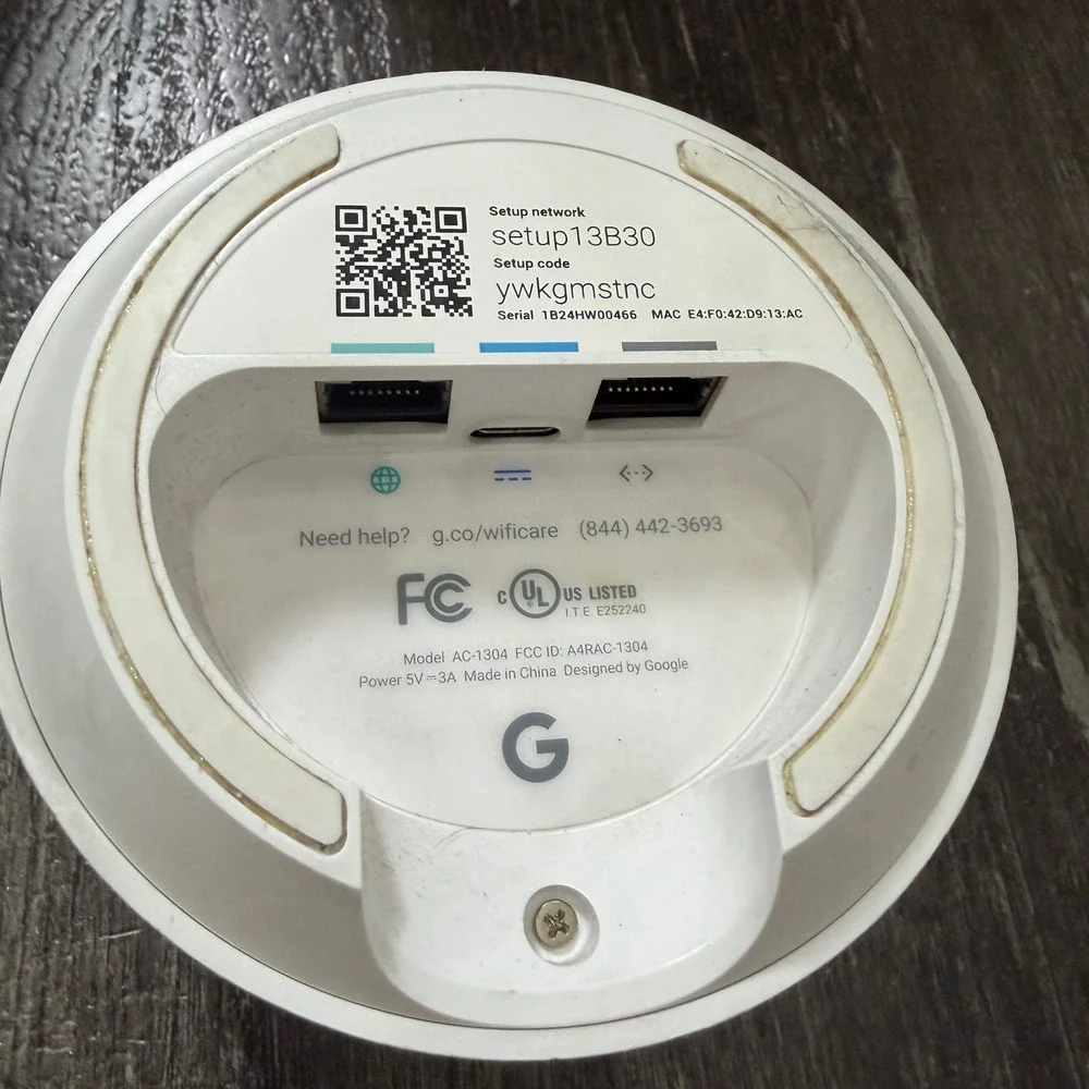 Google Wifi‎ Mesh Router AC-1304 White Dual-Band Gigabit Ethernet No Cord